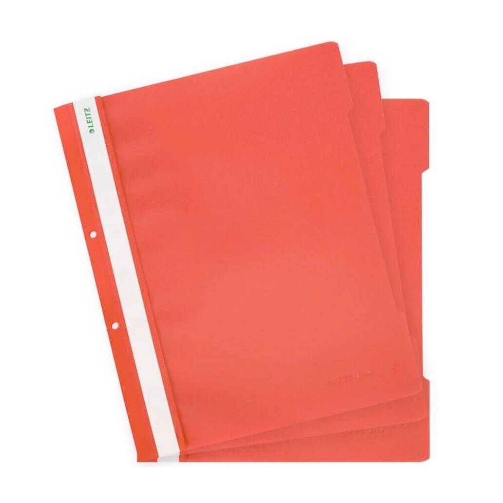 Leitz Telli Dosya, 10 Adet, 50'li Paket, A4, 2 Delikli, Kırmızı