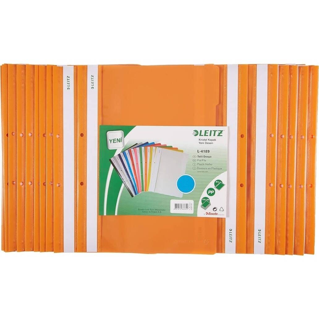 Leitz Telli Dosya, 50'li Paket, A4 Boyut, 2 Delikli Yapı, Turuncu