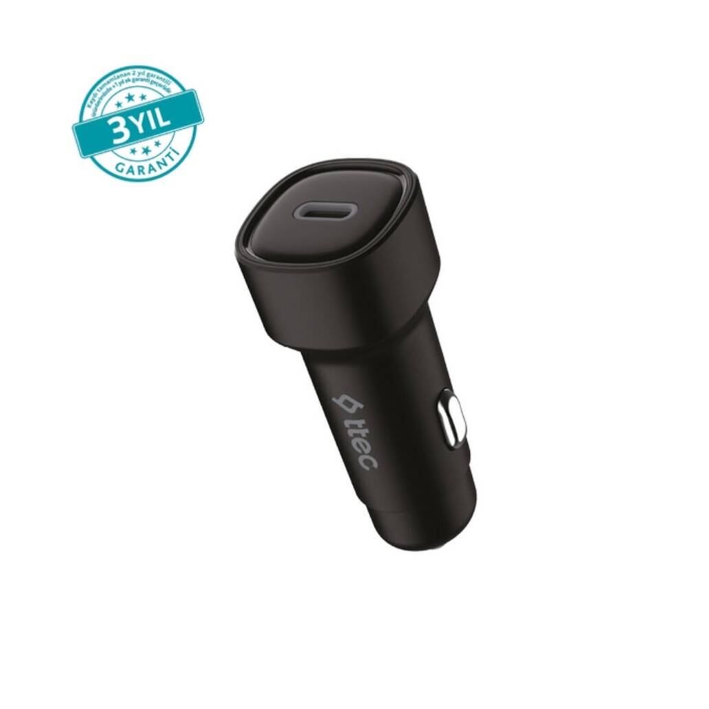 Ttec PD Araç Şarj Aleti, 30W, PD, USB-C, Akım Korumalı, Siyah