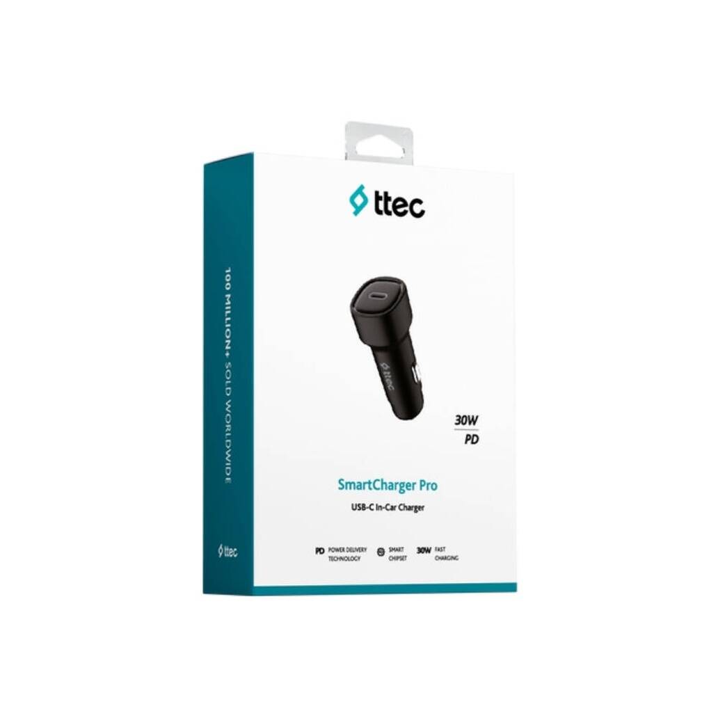 Ttec PD Araç Şarj Aleti, 30W, PD, USB-C, Akım Korumalı, Siyah