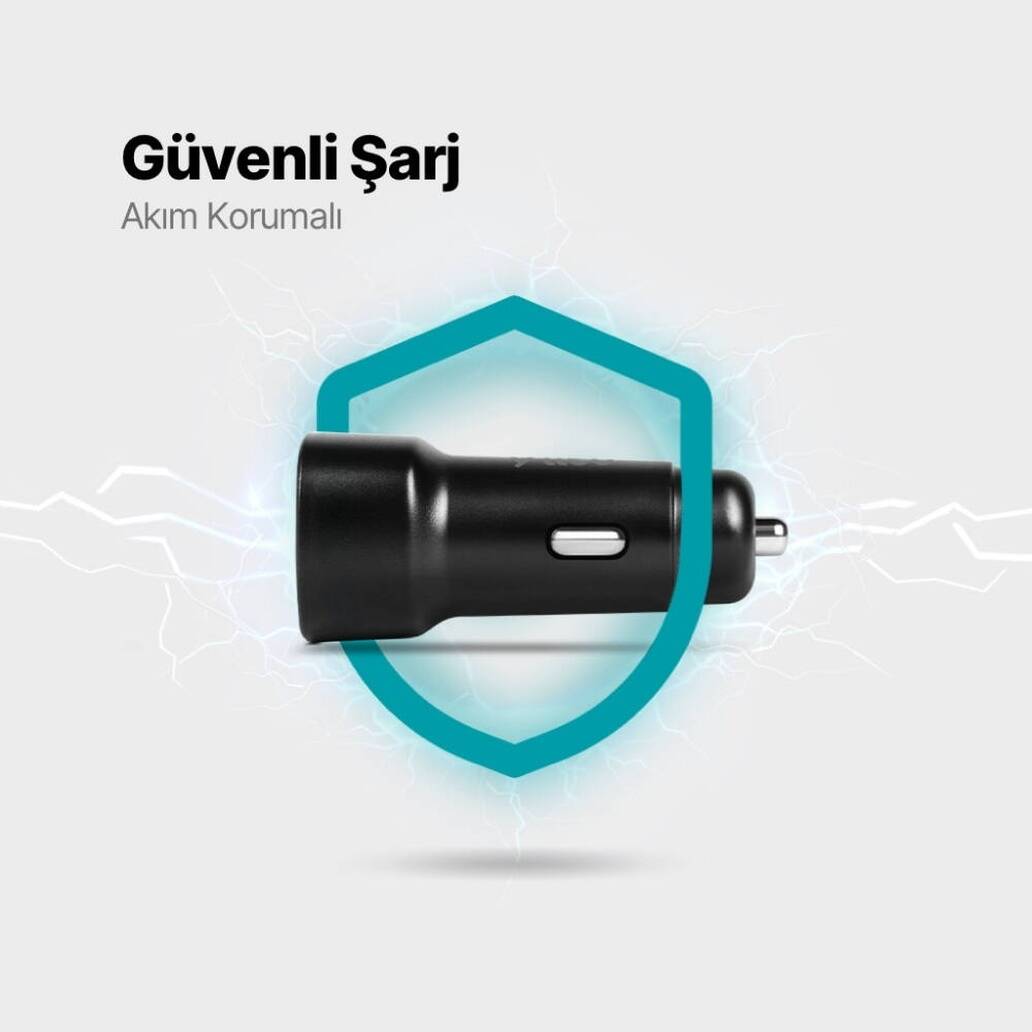 Ttec PD Araç Şarj Aleti, 30W, PD, USB-C, Akım Korumalı, Siyah