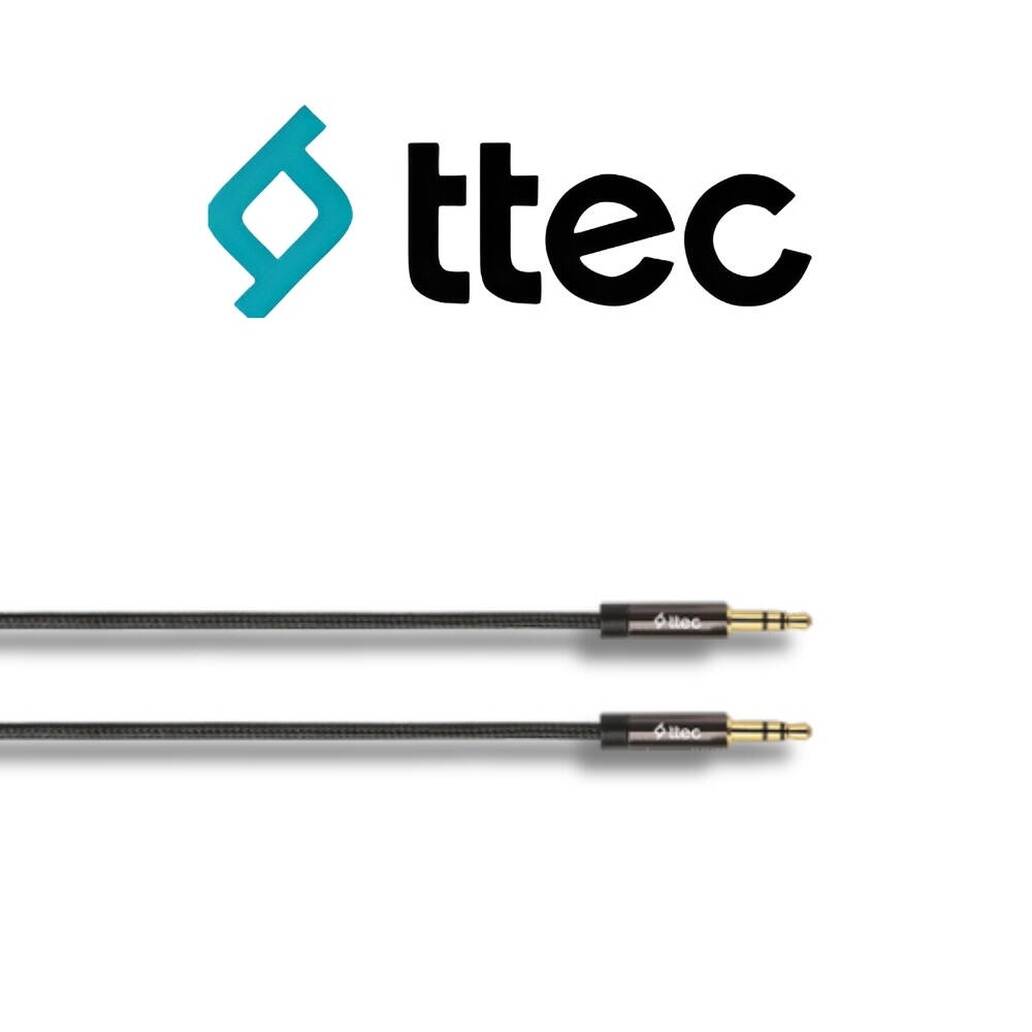Ttec Stereo Premium Ses Kablosu, 1 m, 3.5 mm Konnektör, Siyah