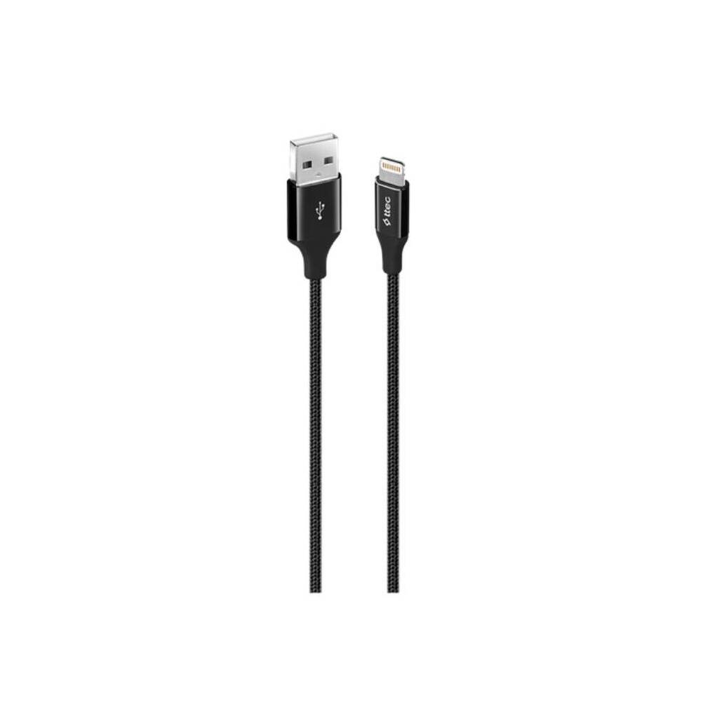 Ttec AlumiCable Şarj Kablosu, USB-A - Lightning, 1.2 m, Siyah