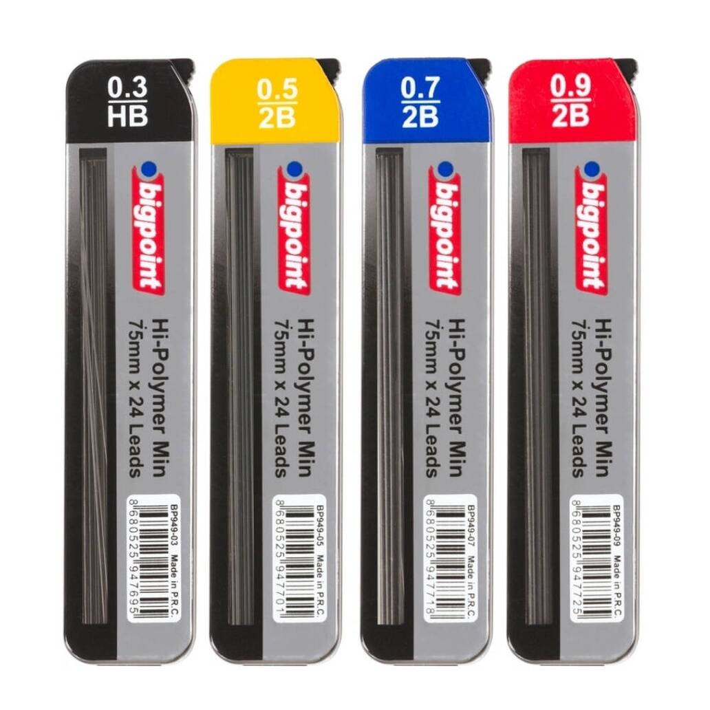 Bigpoint Kalem Ucu, 0.9 mm, 2B, 75 mm, 24'lü Tüp