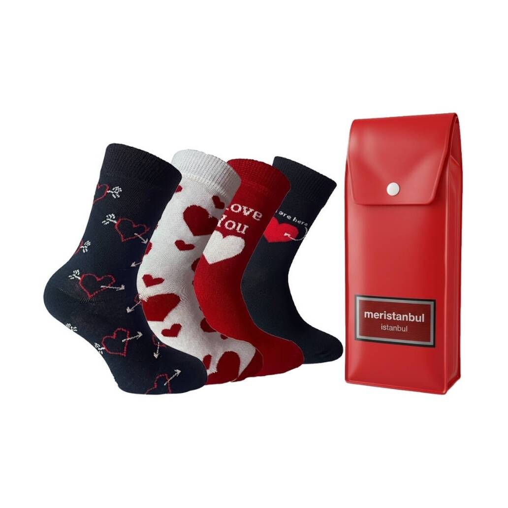 Meristanbul Gift Edition Çorap Seti, 43-46, 4'lü, Kalpli, Özel Seri