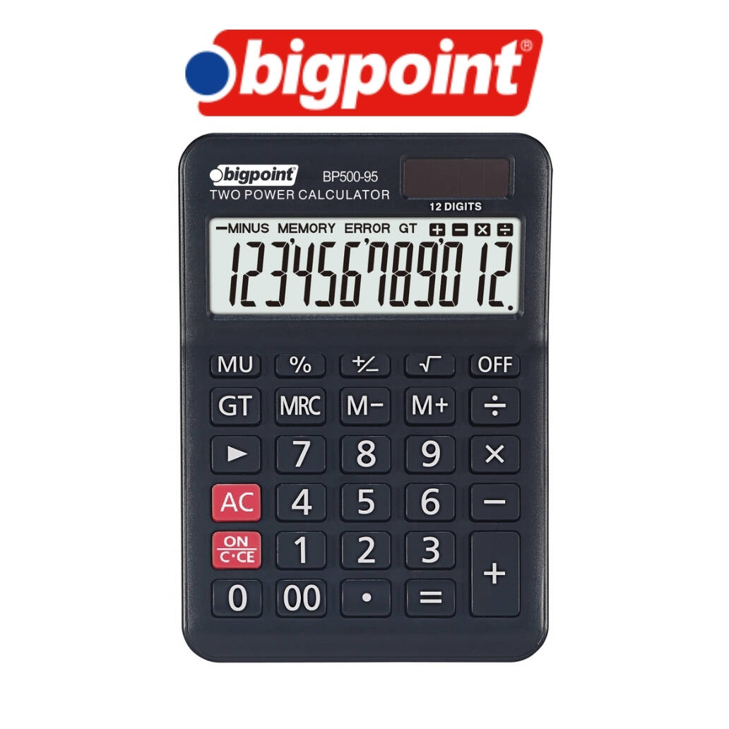 Bigpoint Hesap Makinesi, 12 Haneli, Güneş Enerjili