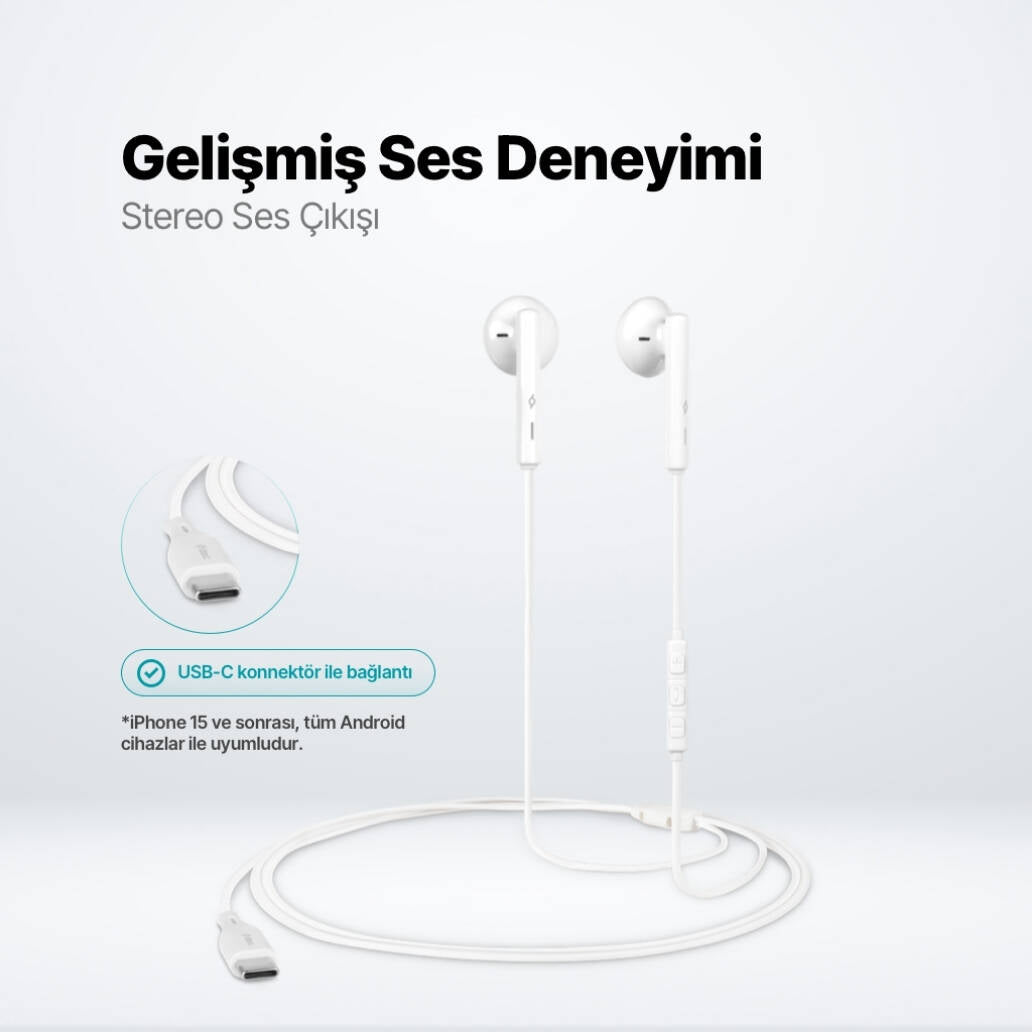 Ttec Rio 2 Kulakiçi Kulaklık, USB-C, Stereo Mikrofonlu, Siyah