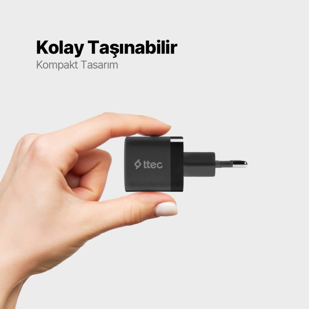 Ttec SmartCharger GAN Hızlı Şarj Aleti, USB-C, 30W PD