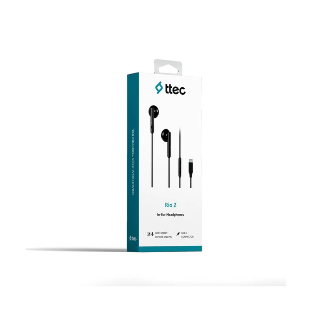 Ttec Rio 2 Kulakiçi Kulaklık, USB-C, Stereo Mikrofonlu, Siyah