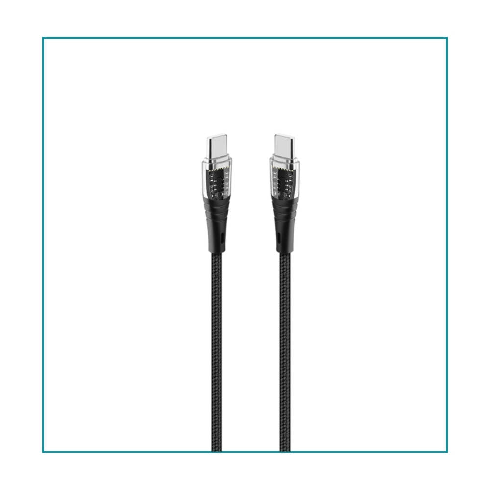 Ttec ExtremeCable Transparan Şarj Kablosu, USB-C –USB-C, 1.2 m, Siyah