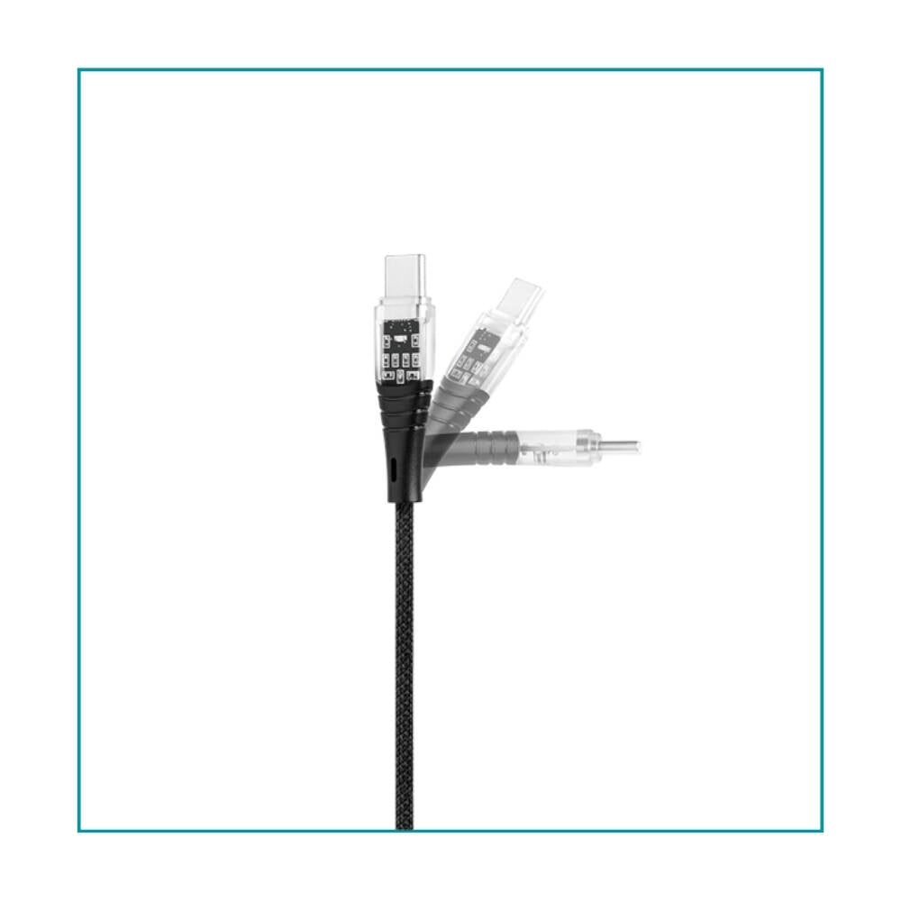 Ttec ExtremeCable Transparan Şarj Kablosu, USB-C –USB-C, 1.2 m, Siyah