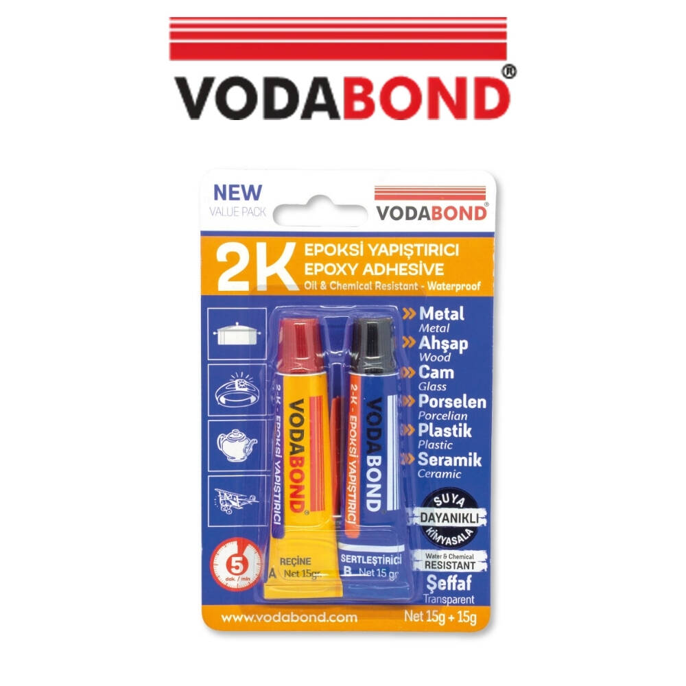 Vodabond 2K Rapide Epoxy Yapıştırıcı 30 gr, Metal, Ahşap, Cam