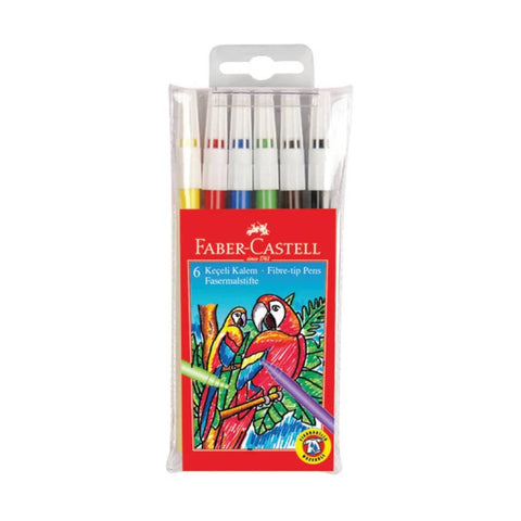 Faber Castell Keçeli Kalem, 6 Renk, Su Bazlı, Canlı Renkler