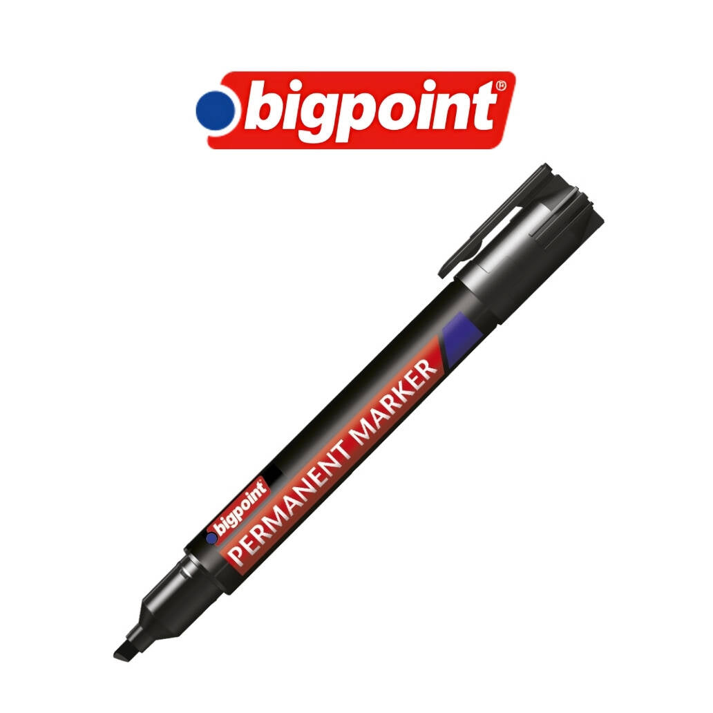 Bigpoint Asetat Kalemi, Kesik Uçlu, Hızlı Kurur, Suya Dayanıklı, Siyah