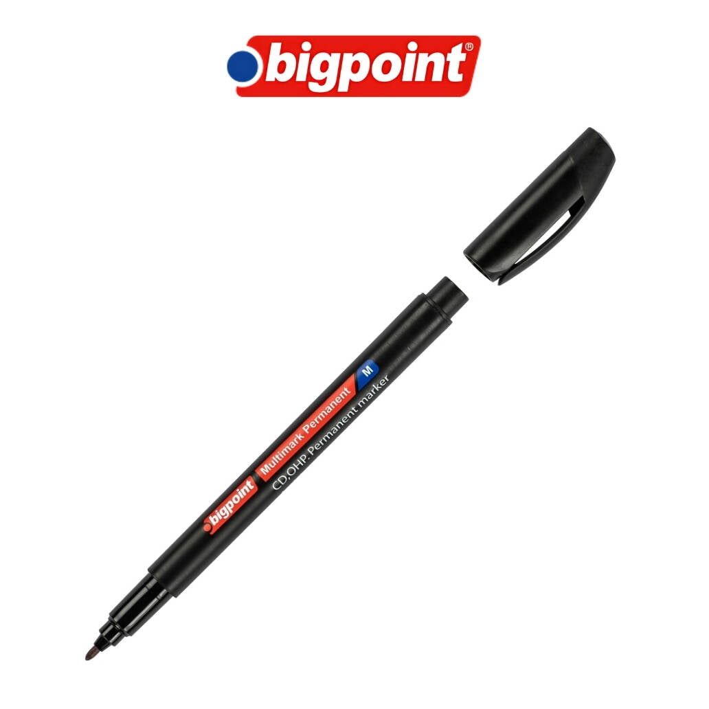 Bigpoint Asetat Kalemi, Standart Uçlu (M), 1.0 mm, Hızlı Kurur, Siyah