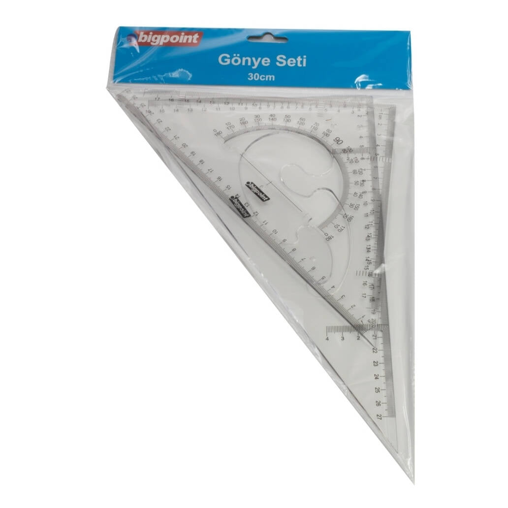 Bigpoint Gönye Seti, Kolay Kırılmaz PS Plastik, 2’li Set, 30 cm