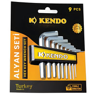 Kendo | Alyan Seti, 9 Parçalı Standart Ölçü, Nikel Kaplama Allen Anahtarı Seti görseli