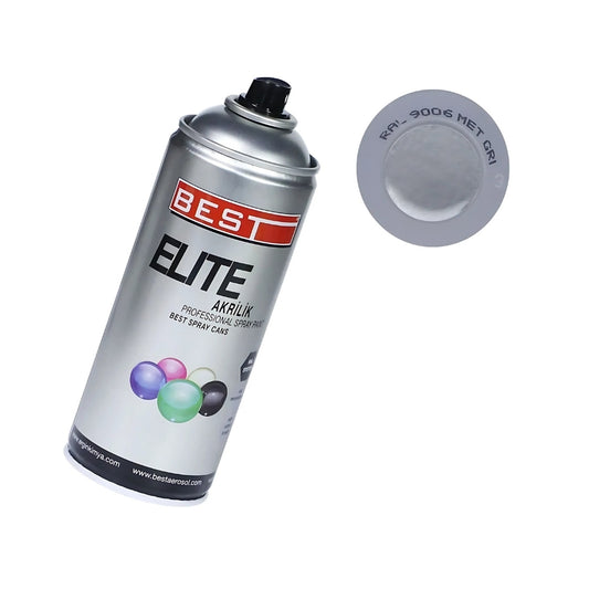 Best | Elite Akrilik Sprey Boya , RAL = 90006 - Mat Gri, 400 ml - Rodoplu Store