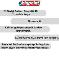 Bigpoint 111 Serisi Golden Sentetik Yuvarlak Fırça No:0, Sulu ve Guaj görseli