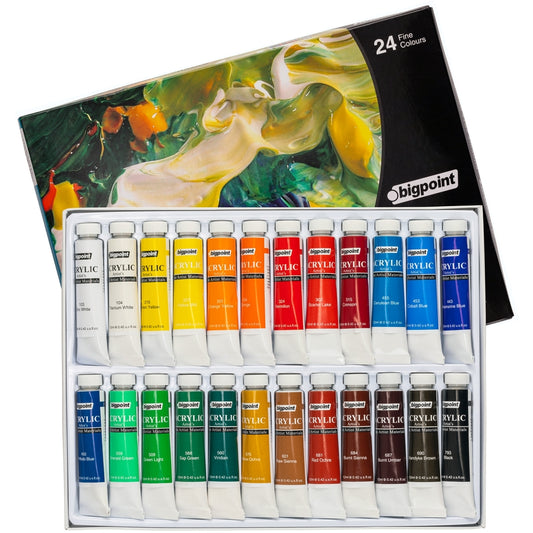 Bigpoint | Artist's Tüp Akrilik Boya Seti, 12 ml Hazneli Akışkan Akrilik Boya, 24 Renkli Set - Rodoplu Store