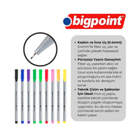 Bigpoint Fineliner Kalem, 0.4mm Fiber Uç, Kokusuz Su Bazlı, Açık Yeşil görseli