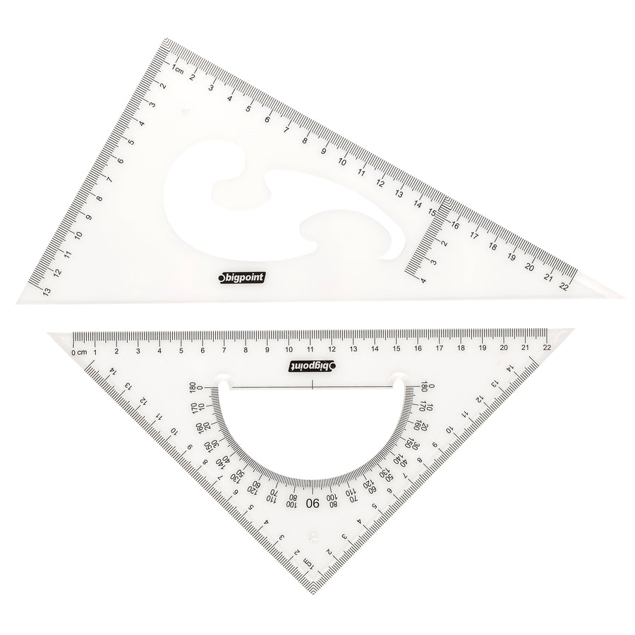 Bigpoint | Gönye Seti, Kolay Kırılmayan PS Plastik 2'li Set, 25 cm