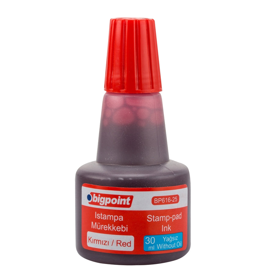 Bigpoint | Istampa Mürekkebi, Kaşe ve Istampa ile Uyumlu - Yağsız ve Kalıcı Mürekkep, Kırmızı, 30 ml
