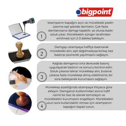 Bigpoint | Istampa Mürekkebi, Kaşe ve Istampa ile Uyumlu - Yağsız ve Kalıcı Mürekkep, Siyah, 60 ml