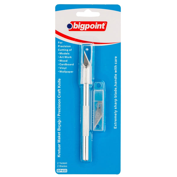 Bigpoint | Kretuar Maket Bıçağı, 2 Yedekli, Karbon Bıçak, Güvenli ve Ergonomik Tasarım ana görseli