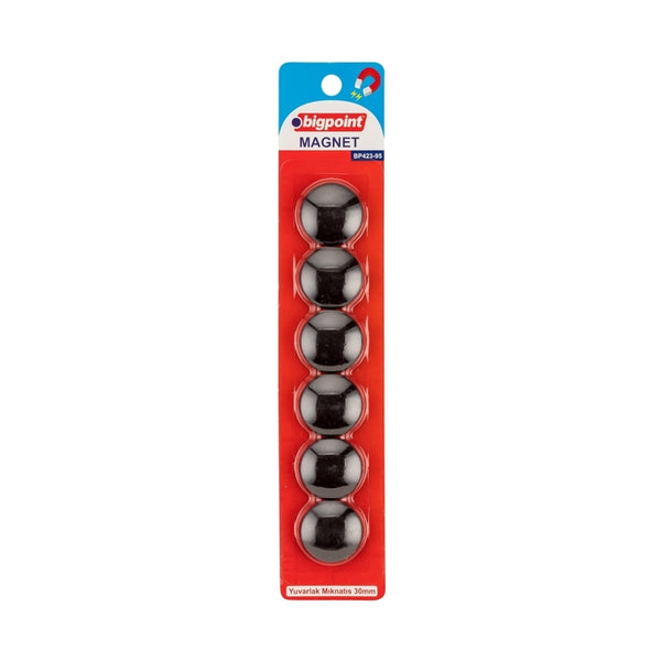Bigpoint Magnet 30 mm Mıknatıs, Siyah, 6’lı Blister, Plastik Kaplama ana görseli