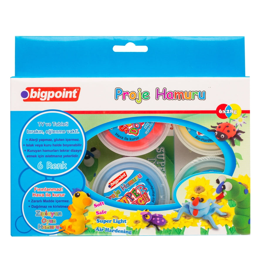 Bigpoint | Proje Hamuru, Boyanabilir - Dağılmaya Dayanıklı Oyun Hamuru, 6 Renkli 28 Gram - Rodoplu Store