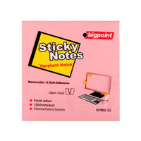 Bigpoint Yapışkanlı Not, 75x75mm,100 Yaprak, Pembe,İz Bırakmadan Çıkar görseli