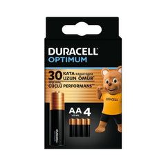 Duracell | Optimum AA Alkalin Kalem Pil, 4'lü Paket, 1.5V, Uzun Ömürlü Güç, Yüksek Performanslı Cihazlar İçin ana görseli