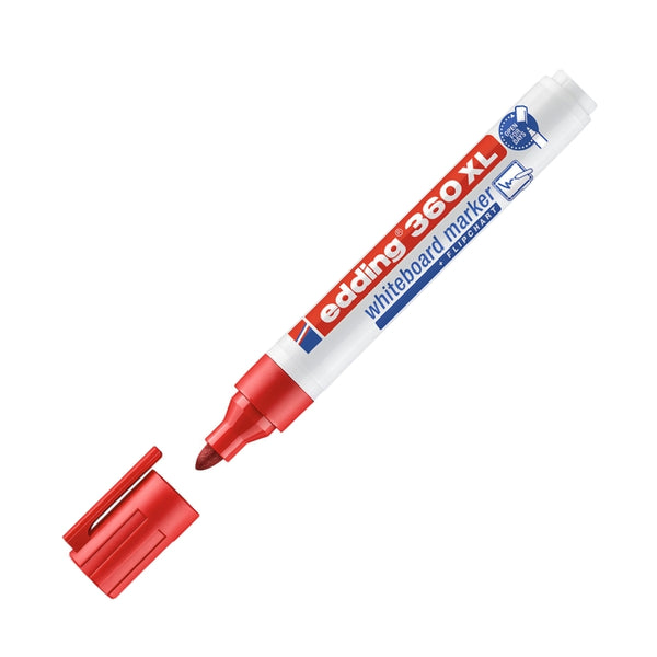 Edding | Cap-Off Beyaz Tahta Kalemi E-360XL Jumbo Boy, Kırmızı, Yuvarlak Uçlu, 1.5-3 mm, Doldurulabilir ana görseli