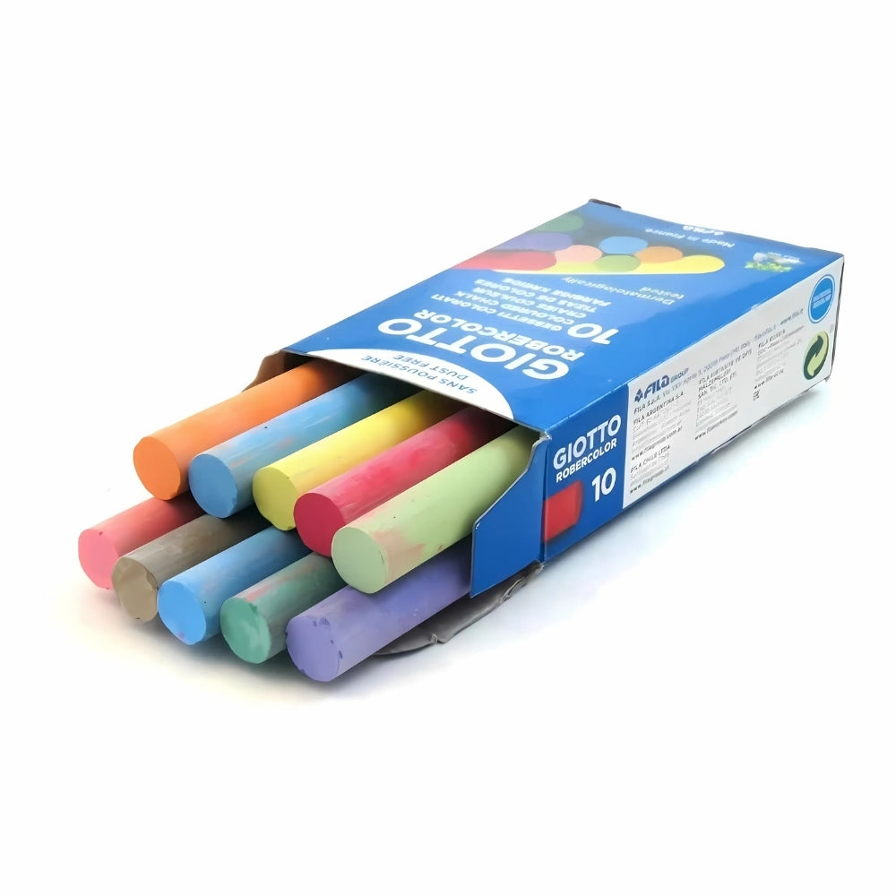 Giotto | Robercolor Tozsuz Tebeşir, Karışık Renkler, 10'lu Paket, Kalsiyum Karbonat Esaslı