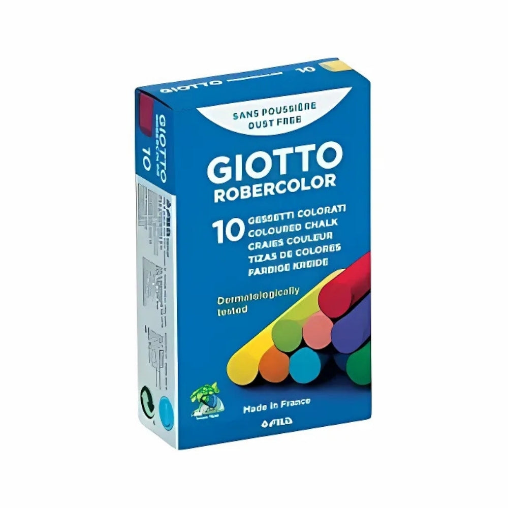 Giotto | Robercolor Tozsuz Tebeşir, Karışık Renkler, 10'lu Paket, Kalsiyum Karbonat Esaslı