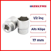 İzeltaş Altı Köşe Lokma Anahtar, 1/2 İnç 17 mm, Yüksek Tork Dayanımı görseli