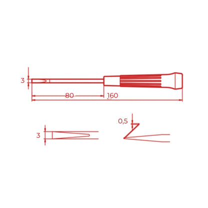 İzeltaş | Düz Uçlu Tornavida, 3x80 mm, Opak Seri, Güvenli ve Hassas İşçilik