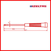 İzeltaş Elektronikçi Tip Klemens Tornavida, Yıldız 4x80 mm, Dayanıklı görseli