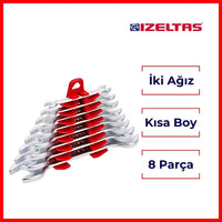 İzeltaş İki Ağız Anahtar Takımı, 8 Parça, Kısa Boy, Dayanıklı Çelik görseli