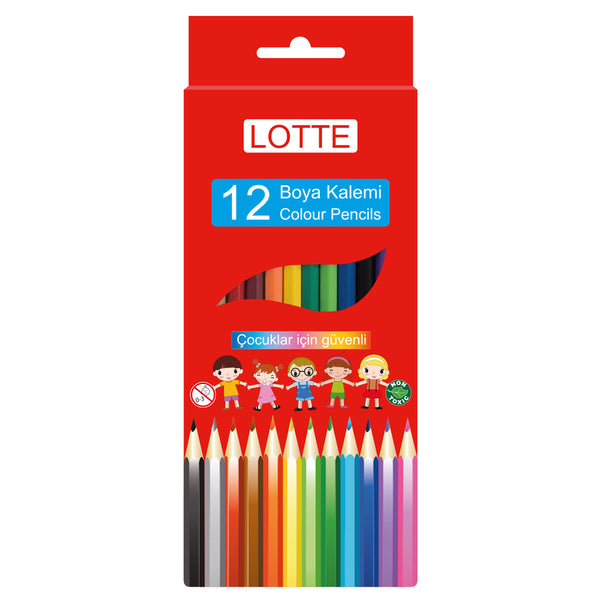 Lotte | Kuru Boya Kalemi Seti, Kırılmaya Karşı 3 mm Uçlu, Çocuklar için Güvenli Boya Kalemi, 12 Renkli Set ana görseli