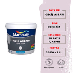 Marshall | Geçiş Astarı, Su Bazlı İç Cephe Duvar Astarı, 2.5 L - 3.5 kg ana görseli