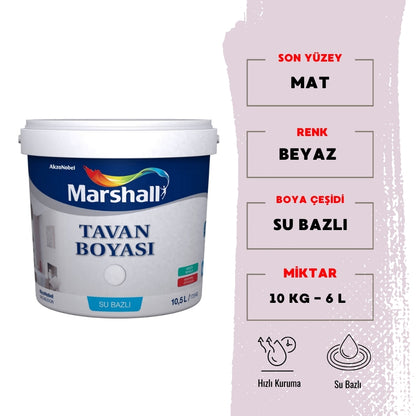 Marshall | Tavan Boyası, Su Bazlı, 10 kg - 6 L - Rodoplu Store