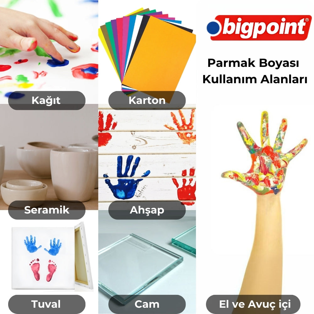 Bigpoint | Parmak Boyası, Parmak ve Fırça ile Kullanıma Uygun, Çocuklar için Güvenli Boya, 500 ml, Kahverengi - Rodoplu Store