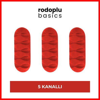 Rodoplu Basics | 5 Kanallı Kablo Tutucu, Masa Üstü ve Duvar Kablo Düzenleyici, Üçlü Paketli USB Kablo Tutucu, Masa Kablo Klipsi, Kablo Yönetimi, Kablo Sabitleyici, 3'lü Paket, Kırmızı - Rodoplu Store