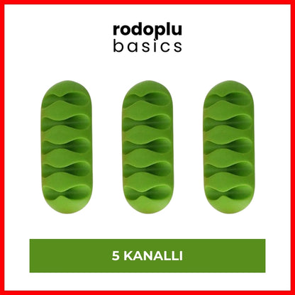 Rodoplu Basics | 5 Kanallı Kablo Tutucu, Masa Üstü ve Duvar Kablo Düzenleyici, Üçlü Paketli USB Kablo Tutucu, Masa Kablo Klipsi, Kablo Yönetimi, Kablo Sabitleyici, 3'lü Paket, Yeşil - Rodoplu Store