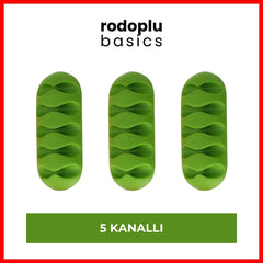Rodoplu Basics | 5 Kanallı Kablo Tutucu, Masa Üstü ve Duvar Kablo Düzenleyici, Üçlü Paketli USB Kablo Tutucu, Masa Kablo Klipsi, Kablo Yönetimi, Kablo Sabitleyici, 3'lü Paket, Yeşil ana görseli