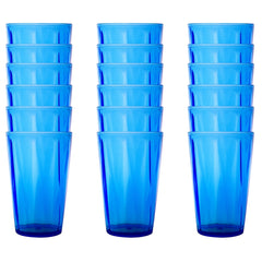 Rodoplu Basics | Meşrubat Bardağı, Mavi, 18 Adet, Kırılmaz, Cam Görünümlü Plastik Bardak, 400 ml ana görseli