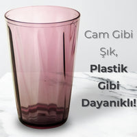Rodoplu Basics | Meşrubat Bardağı, Mor, Kırılmaz, Cam Görünümlü Plastik Bardak, 400 ml görseli