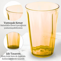 Rodoplu Basics Meşrubat Bardağı, Turuncu, Kırılmaz, Cam Görünümlü Plastik Bardak, 400 ml görseli